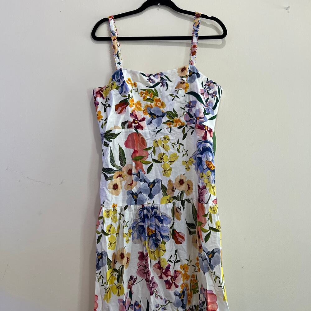NEW NWT Farm Rio Greek Garden Tiered Linen Blend Maxi Dress Size L - Picture 11 of 12